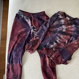 Chaser Mika Tie Dye sweatsuit M sweatshirt L pants LOUNGE
